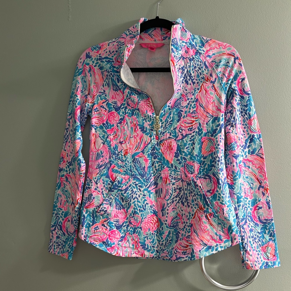 Lilly Pulitzer UPF 50+ Skipper Golf pullover half zip sweater long sleeve - Picture 2 of 7
